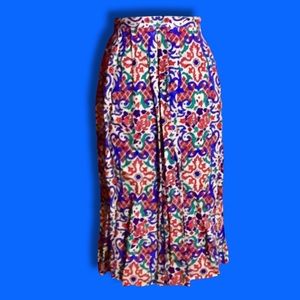 Vintage 70s Claude Paisley Knee Length Skirt